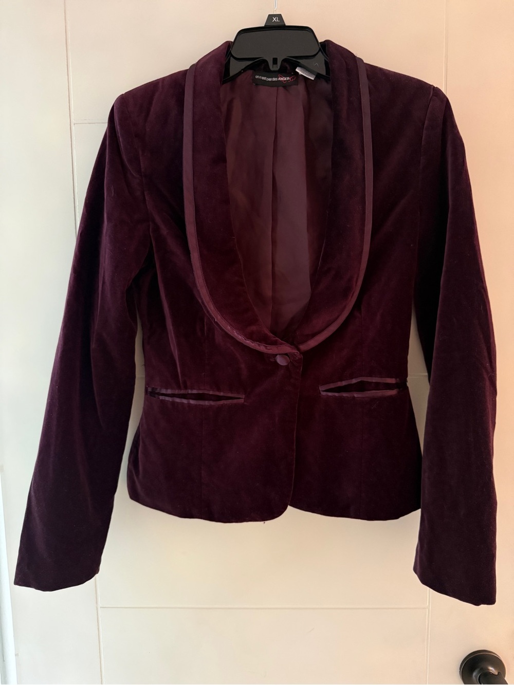 Velvet Shawl-Collar Blazer in Deep Plum